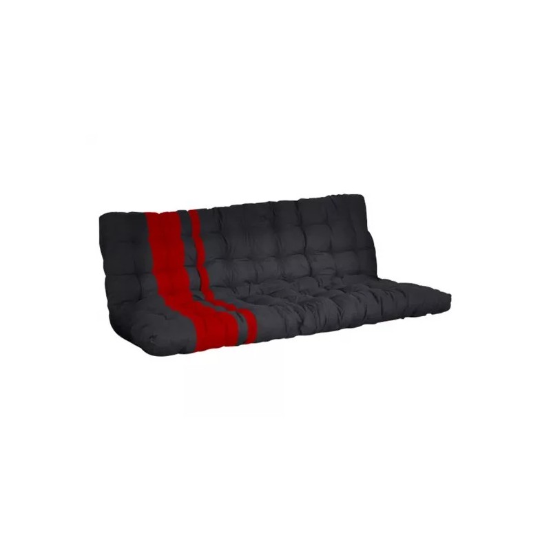 FUTON 135x190cm NOIR ET ROUGE