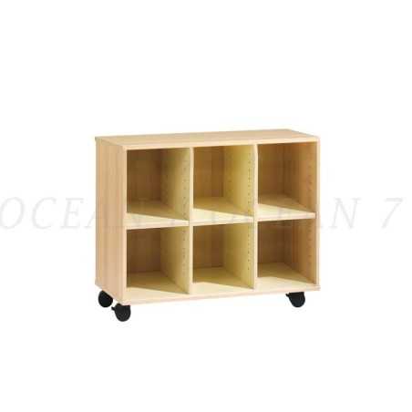 Etagère 6 cases sur roulette